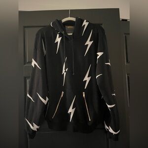 Aviator Nation Bolt Stitch Relaxed Hoodie Black White Size Medium Gently Worn